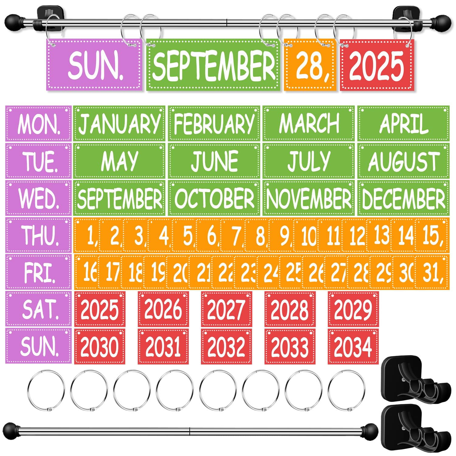 Photo 1 of Flip Calendar for Classroom, Magnetic Rod for Classroom Whiteboard, Magnetic Calendar for Back to School Bulletin Board