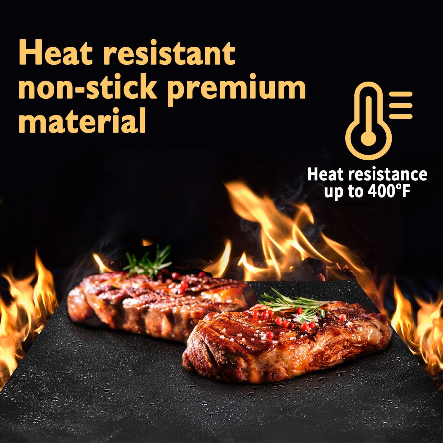 Chrider Grill Mat Set of 6 (4 Pcs Black+2 Pcs Copper) - Non-Stick BBQ Grilling Mats, Reusable and Easy to Clean, Barbecue Grilling Accessories Works on Electric Grill Gas Charcoal BBQ: Garden & Outdoor