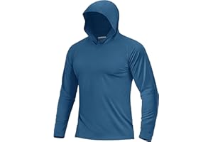 Boladeci Men's UPF 50+ Sun Protection UV Shirt Hoodie Quick Dry Long Sleeve Plain Rash Guard Fishing Swim T-Shirts