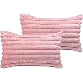 12x20 Throw Pillow Covers Set of 2, Decorative Faux Fur Covers for Bed, Couch Soft Fluffy Pillow Cover with Velvet Back for Living Room, Neutral Home Décor Accent for Sofa - Pink