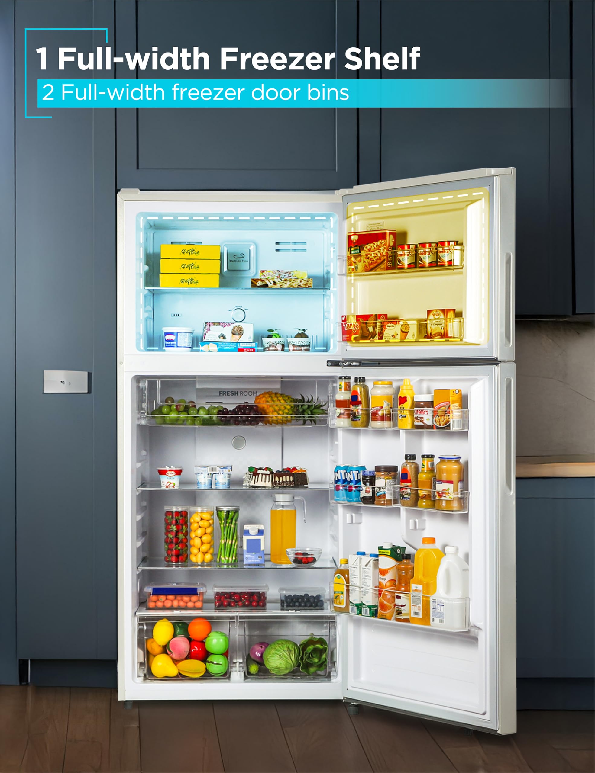 BLACK+DECKER 16.4 Cu. Ft. Top Mount Refrigerator with Freezer, 2 Door Refrigerator with Top Freezer and Separate Temperature Controls, Auto Defrost, BR1640KW, White