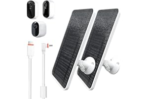 AYIIFEI Solar Panel for Arlo Essential/XL Spotlight Cam (1st Gen), Essential 2K/2K XL (2nd Gen，3rd Gen), with 13FT Micro USB & Type-C Cables, 360° Adjustable Aluminum Mount, 2 Pack