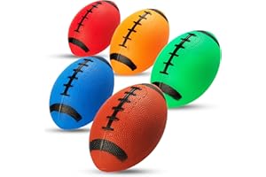 PlayBolt 6-Inch Mini Footballs for Kids (Pack of 5) - Inflatable PVC Football Toys for Boys & Girls w/Hand Pump, Easy to Grip Small Sports Balls for Backyard, Recess, Party Favor, Indoor/Outdoor