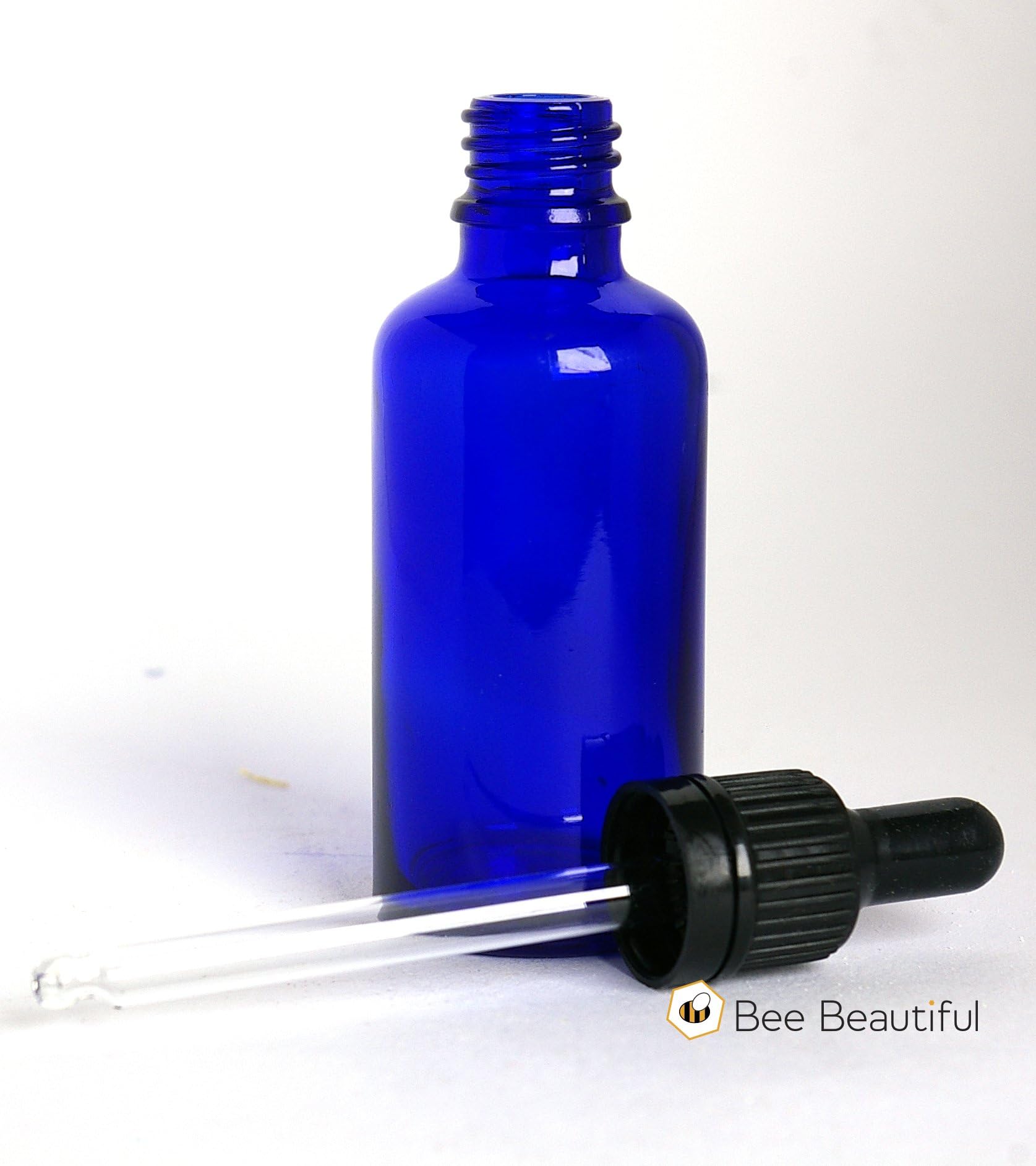 Bee Beautiful 100ml Blue Glass Bottle with Clear Glass Pipettes (10 x 100ml bottles)