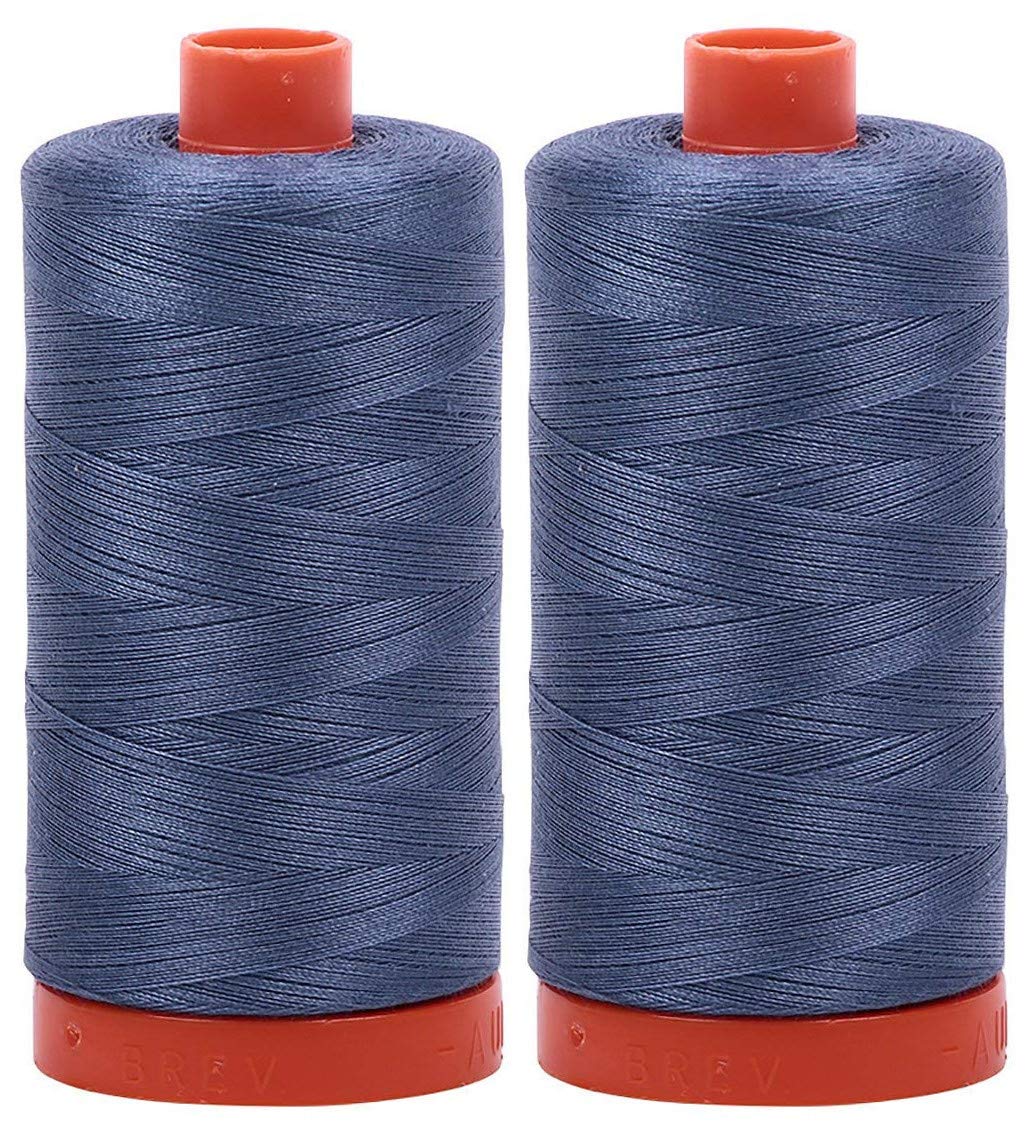2-Pack - Aurifil 50WT - Blue Grey (1126) Solid - Mako Cotton Thread - 1422 Yards Each — image 1