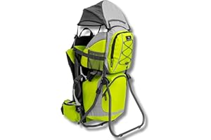 DROMADER Baby Backpack Carrier - Toddler Hiking Backpack with Sun Shade, Rain Cover, Insulated Pocket, Diaper Pad, One-Hand Foldable Frame - Green