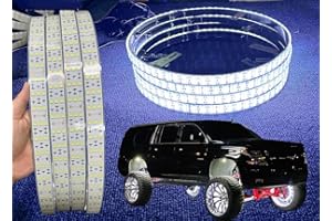 4pcs 44.5cm Triple Row Treble LED Pure White Cool Solid Color Wheel Well Lights with Bluetooth Control - Suitable for Car and