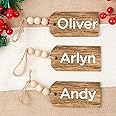 Christmas Decorations-12PCS Christmas Stocking Name Tags -DIY Unfinished Personalized Blank Bead Wood Tag -Farmhouse Xmas Stocking Hanging Tag for Christmas Stocking
