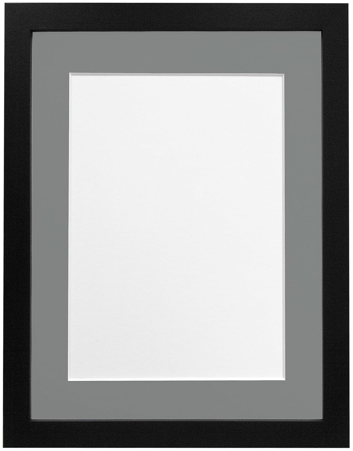 FRAMES BY POST H7 Picture Photo Frame, Wood, Black with Dark Grey Mount