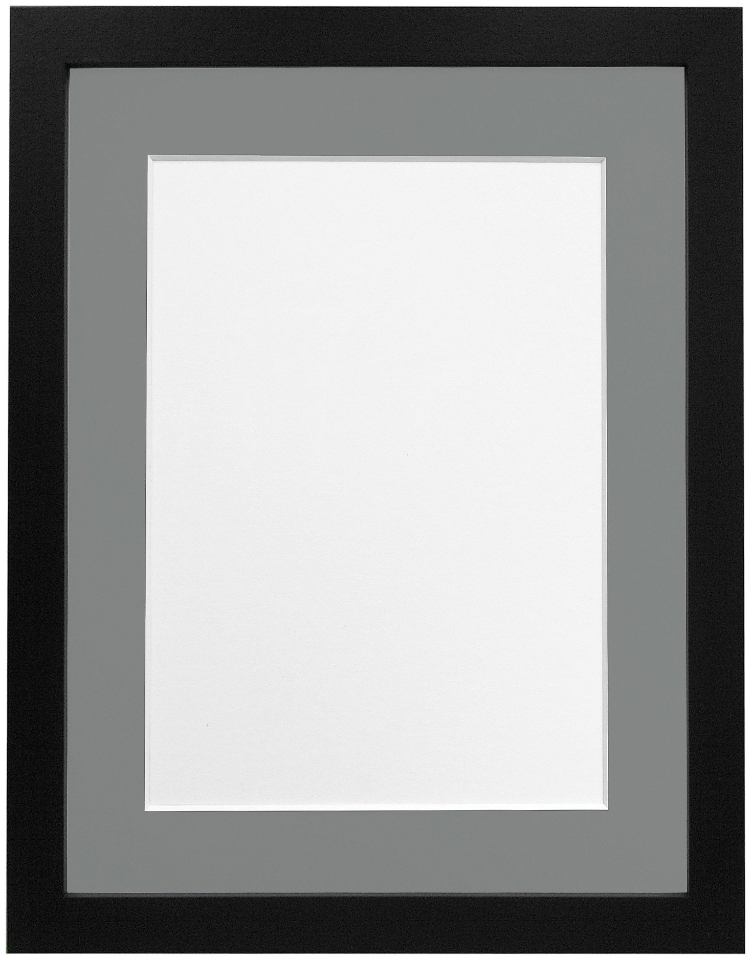FRAMES BY POST 25mm Black Photo Picture Poster Frame with Dark Grey Mount 24" x 20" For Pic Size 50 x 40cm (Plastic Glass) — image 1