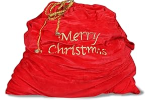 EraSpooky Christmas Santa Gift Bags Drawstring Velvet Sack Costume