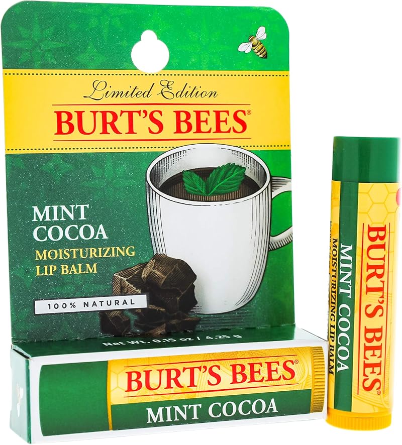 Burt's Bees Mint Cocoa Butter Lip Balm 0.15 oz Hydrating Moisturizing Lip Care