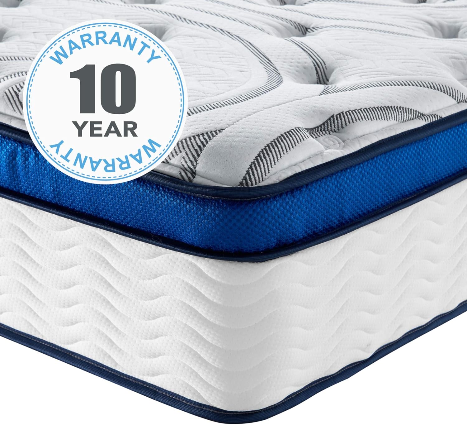 Vibe Quilted Gel Memory Foam and Innerspring Hybrid Pillow Top 12-Inch Mattress / CertiPUR-US Certified / Bed-in-a-Box, Full: Furniture & Decor