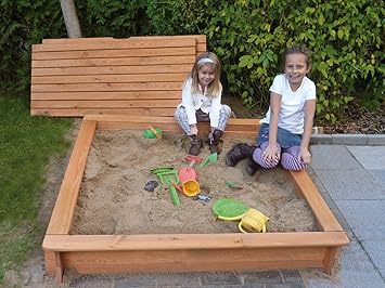 Promadino Sandkiste Tessa Mit Abdeckung 100 X 100 Cm Amazon De Garten