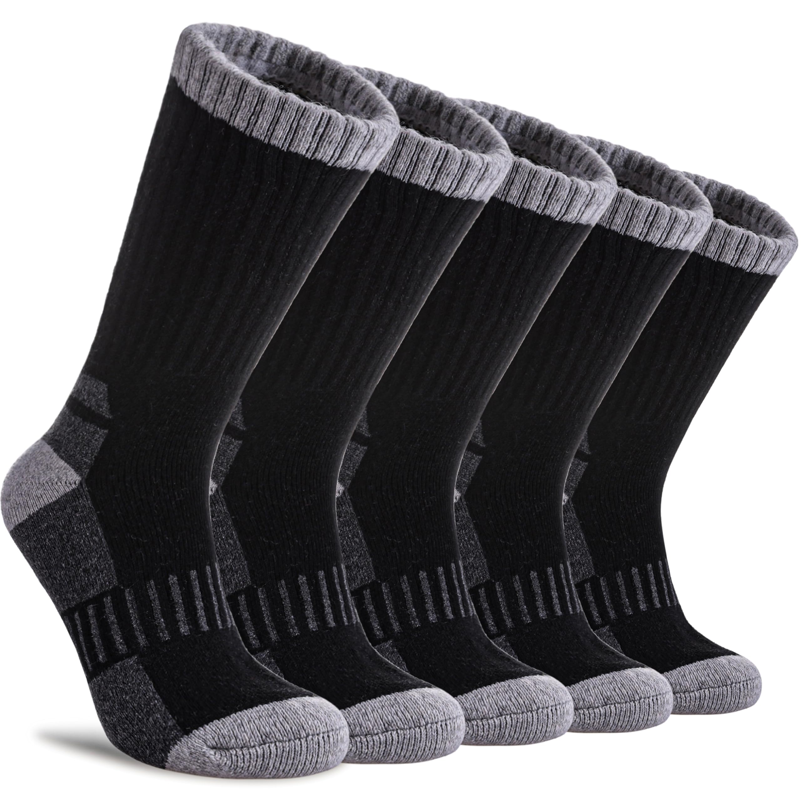 Photo 1 of DYW Womens Merino Wool Hiking Socks Thermal Warm Winter Boot Crew Cushion Work Walking Gift Socks 5 Pairs ?5 Pairs Black,Large?