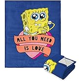 Northwest Spongebob Squarepants Silk Touch Sherpa Throw Blanket, 50" x 60", Hearty Sponge