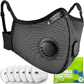 BASE CAMP Silver and Black Upgrade M Plus Dust Mask, Reusable Respirator Face Mask with 6 Activated Carbon Filters, Safety Work Masks for Woodworking, Construction, Yard Lawn Paint, Dust