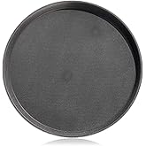New Star Foodservice 24913 Non-Slip Tray, Plastic, Rubber Lined, Round, 11-inch, Black