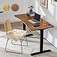 mopio Solid Wood Sterling Electric Height Adjustable Standing Desk, Sit Stand Desk Workstation, 3 Adjustable Memory Setting and Stand Alarm 100% Solid Wood (Walnut, 53")