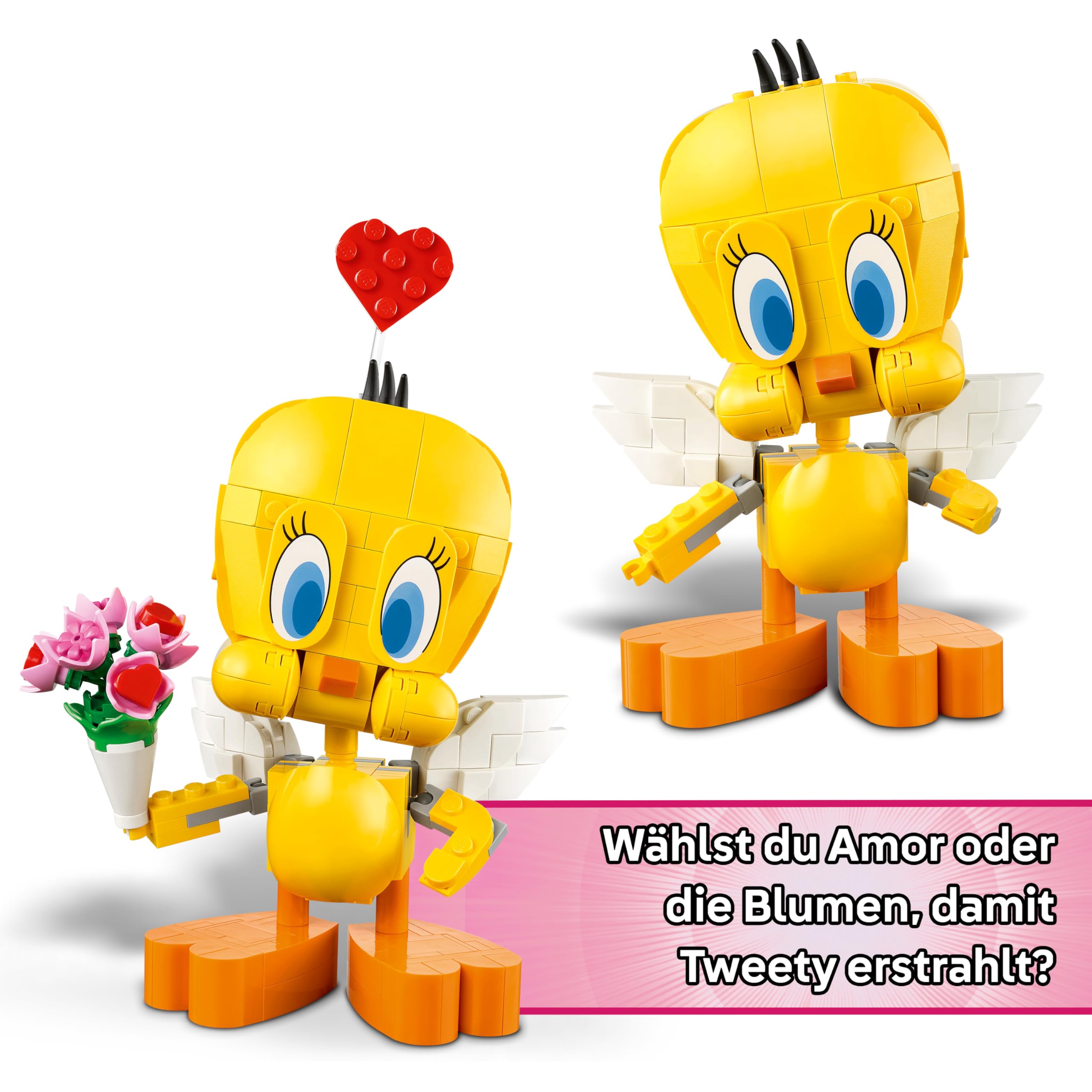 LEGO Looney Tunes Liebesbote Tweety - Modellbau zu Looney Tunes mit Zubehör - Blumenstrauß, Herz, Amor-Bogen & Wolkenständer - Kreatives Geschenk für Mädchen & Teenager ab 12 Jahren - 40824 6