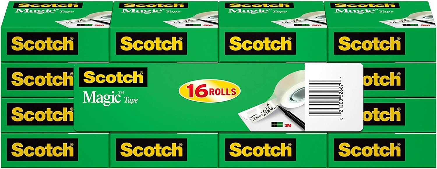Scotch Magic Tape, 16 Rolls, Numerous Applications, Invisible, Engineered for Repairing, 3/4 x 1000 Inches, Boxed (810K16 ) : Clear Tapes : Office Products