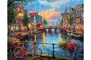 Moohue 14ct Counted Stamped Cross Stitch Kits for Adults City Printed Cross Stitch Patterns Art Crafts Cross Stitch Supplies (Beautiful City)