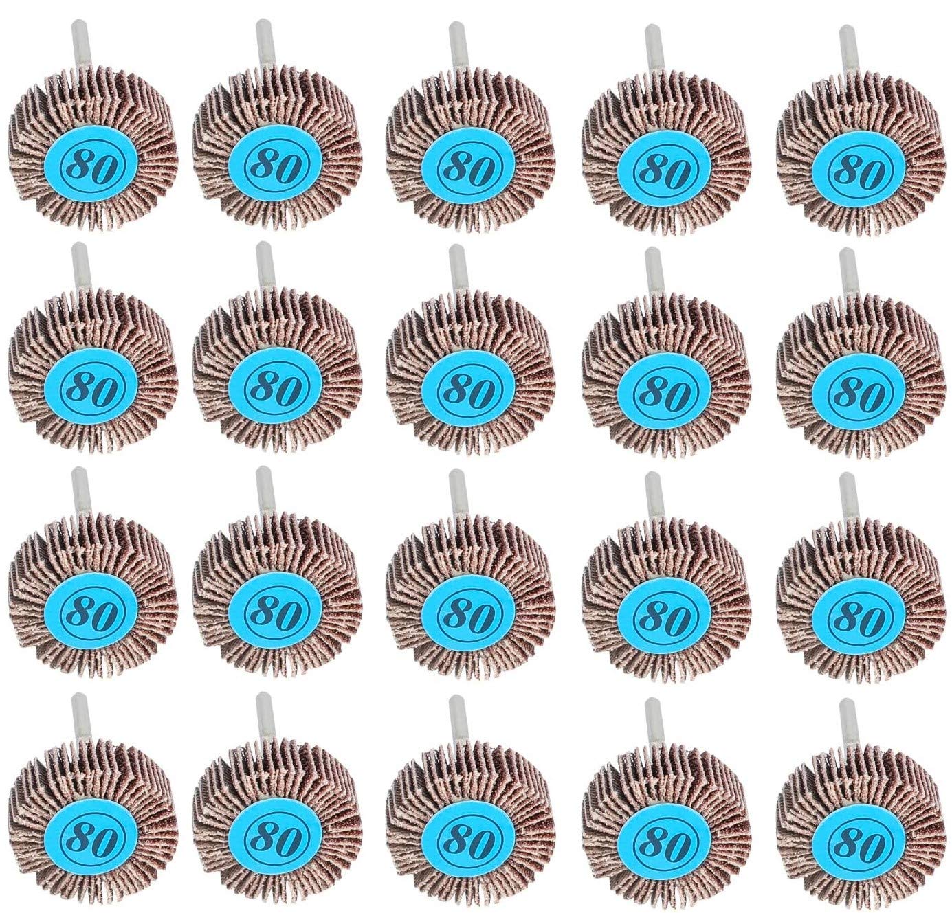LATERN 20Pcs Flap Wheel, 80 Grit Sanding Paper Polishing Wheel 10mm Dremel Flap Wheel for Rotary Tool