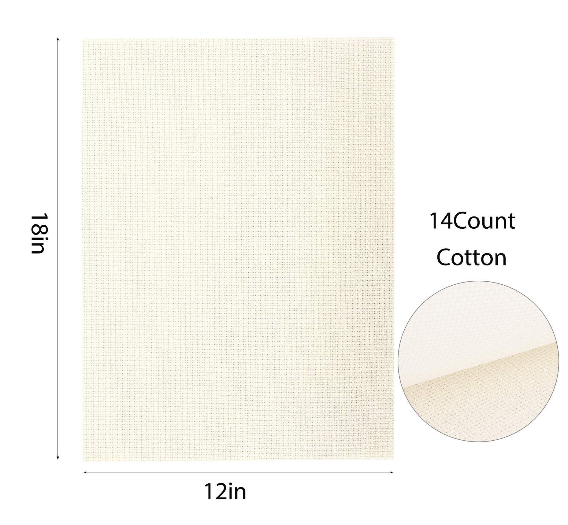 Aida Cloth 14 Count Cross Stitch Fabric 12×18inch 6 Pieces 3 Colors,White,Rice and Khaki