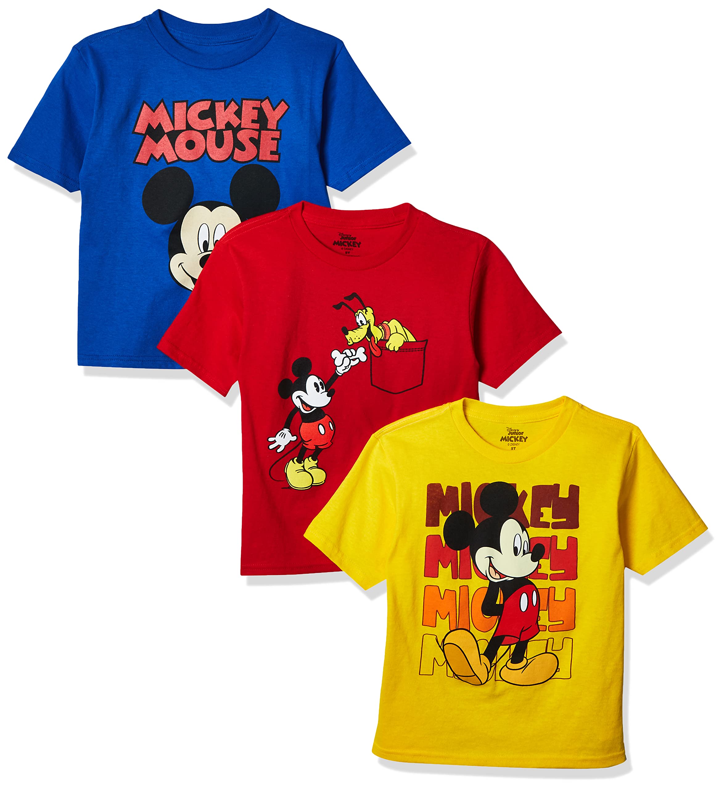 Photo 1 of Disney Little Boys' Toddler Mickey Mouse Toddler Boys T-Shirt 3-Pack No 1, Assorted 2, 3T