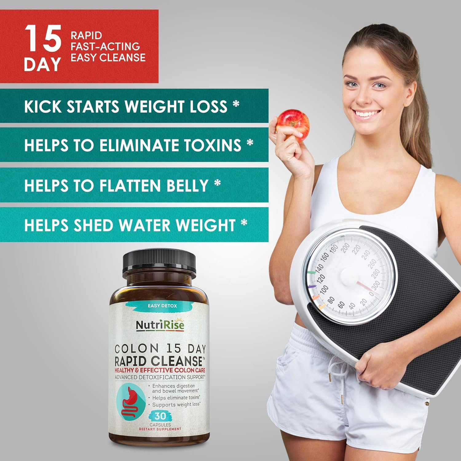 Colon Cleanser Detox for Weight Loss. 15 Day Fast-Acting Extra-Strength Cleanse with Probiotic & Natural Laxatives for Constipation Relief & Bloating Support. 30 Detox Pills to Detoxify & Boost Energy: Health & Personal Care