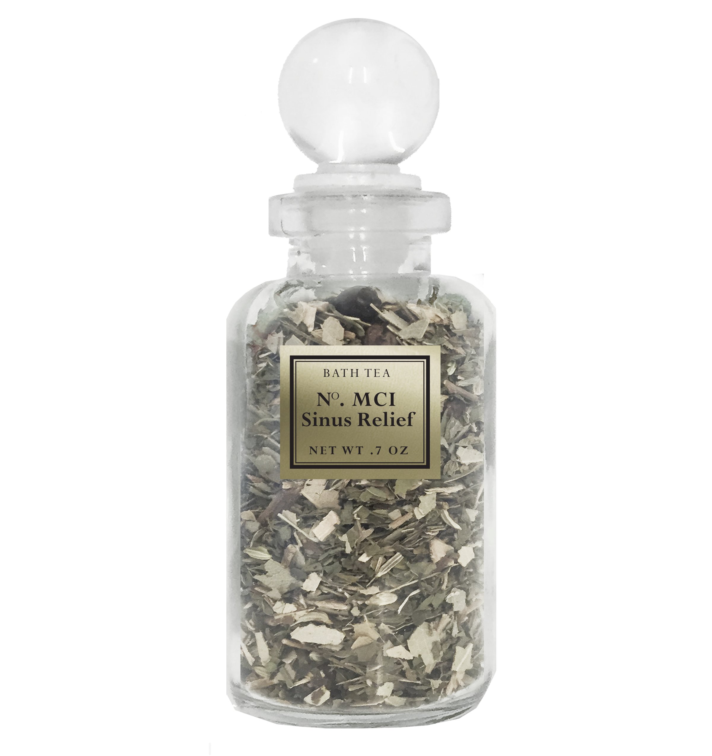 Bios Apothecary Bath Tea - Sinus Relief - Natural Bath Soak - Herbal Tea Bath - Collectible Glass Apothecary Bottle