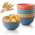 MONGSEW Unbreakable Wheat Straw Cereal Bowls, Microwave & Dishwasher Safe Kitchen Bowls for Cereal, Snack, Rice, Soup and Salad, 4 Colors, BPA Free, 26oz (Set of 8)