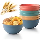 MONGSEW Unbreakable Wheat Straw Cereal Bowls, Microwave &amp; Dishwasher Safe Kitchen Bowls for Cereal, Snack, Rice, Soup and Salad, 4 Colors, BPA Free, 26oz (Set of 8)
