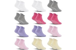 SkiBeaut 12 Pairs Toddler Non Slip Kid Boy Girl Socks with Grips, Toddlers Child Anti Skid Sticky Gripper Socks 1-7 Years Old