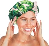 Kitsch Luxury Reusable Waterproof Shower Cap for Women Men Palm Leaves view 7