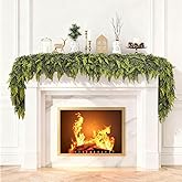 JarThenaAMCS 2 Pcs 6ft Christmas Norfolk Pine Garland Real Touch Artificial Cedar Garland Realistic Faux Xmas Greenery Decoration for Home Fireplace Indoor Outdoor Winter Holiday Party