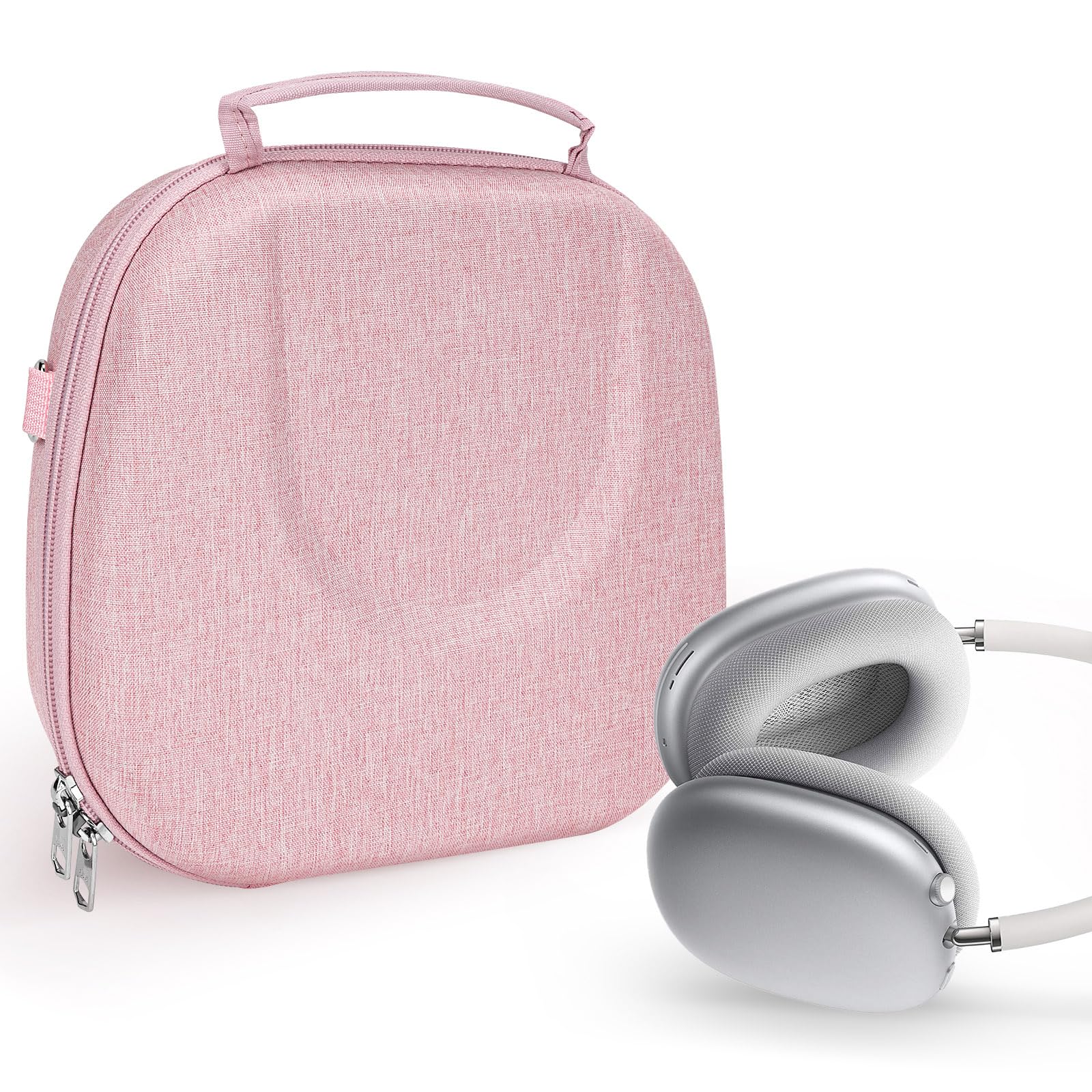 Geekria NOVA Headphones Case, Compatible with Apple AirPods Max 2 Headphones Case, Replacement Hard Shell Travel Carrying Bag with Room for Smart Case and Accessories Storage (Pink)
