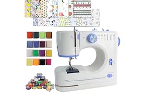 Stoigeld Sewing Machine for Beginners with 20 Pcs Fabric and 32 Pcs Sewing Threads Kit,Portable Sewing Machine with 12 Built-in Stitches,2 Speed(High-Low Speeds) Blue