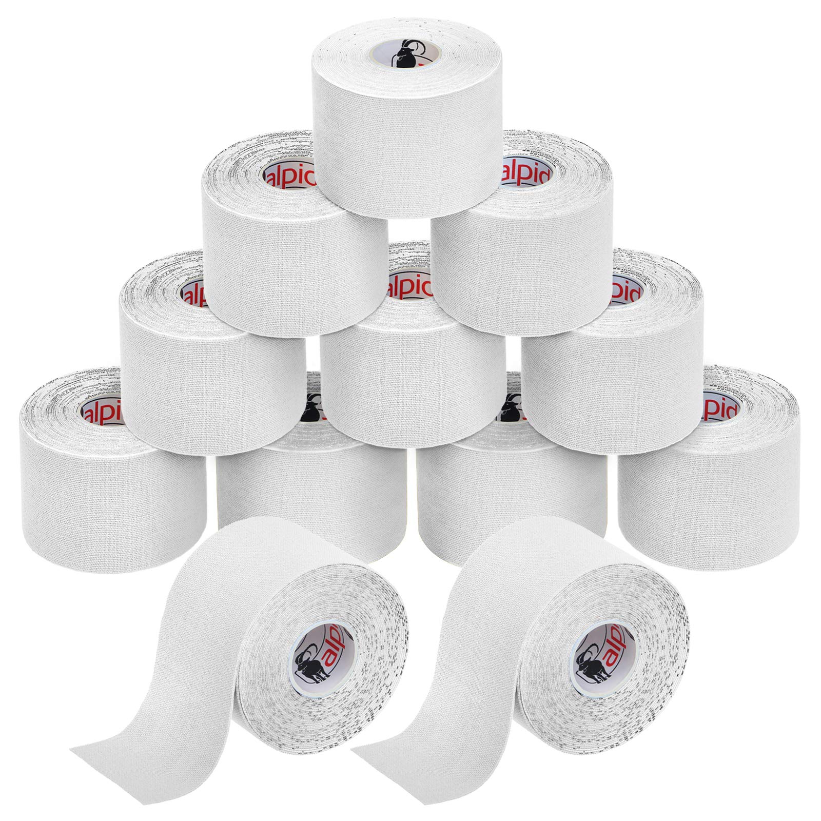 ALPIDEX Kinesiology Tape 1/3/ 6/12 Rolls Many Colors 5 m x 5 cm Application Examples E- Book Skin Friendly Muscle Support Elastic Strapping Tape, Colour:White, Quantity:12 Rolls