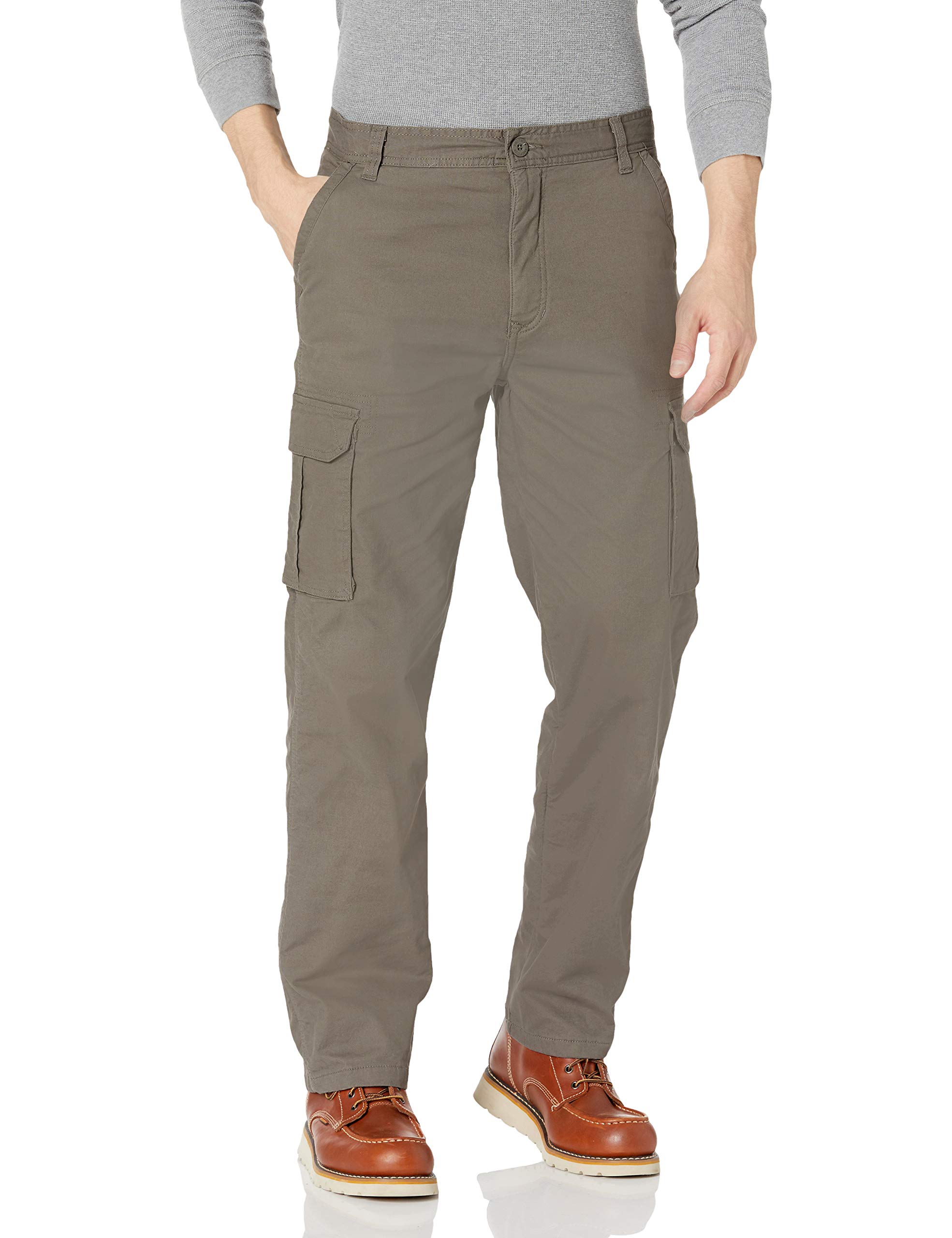 Smith’s Workwear Men’s Fleece Lined Cargo Canvas Pant, Dark Olive, 40w x 32l