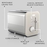 Breville High Gloss 2 Slice Toaster Cream and Stainless Steel VTT967 view 5