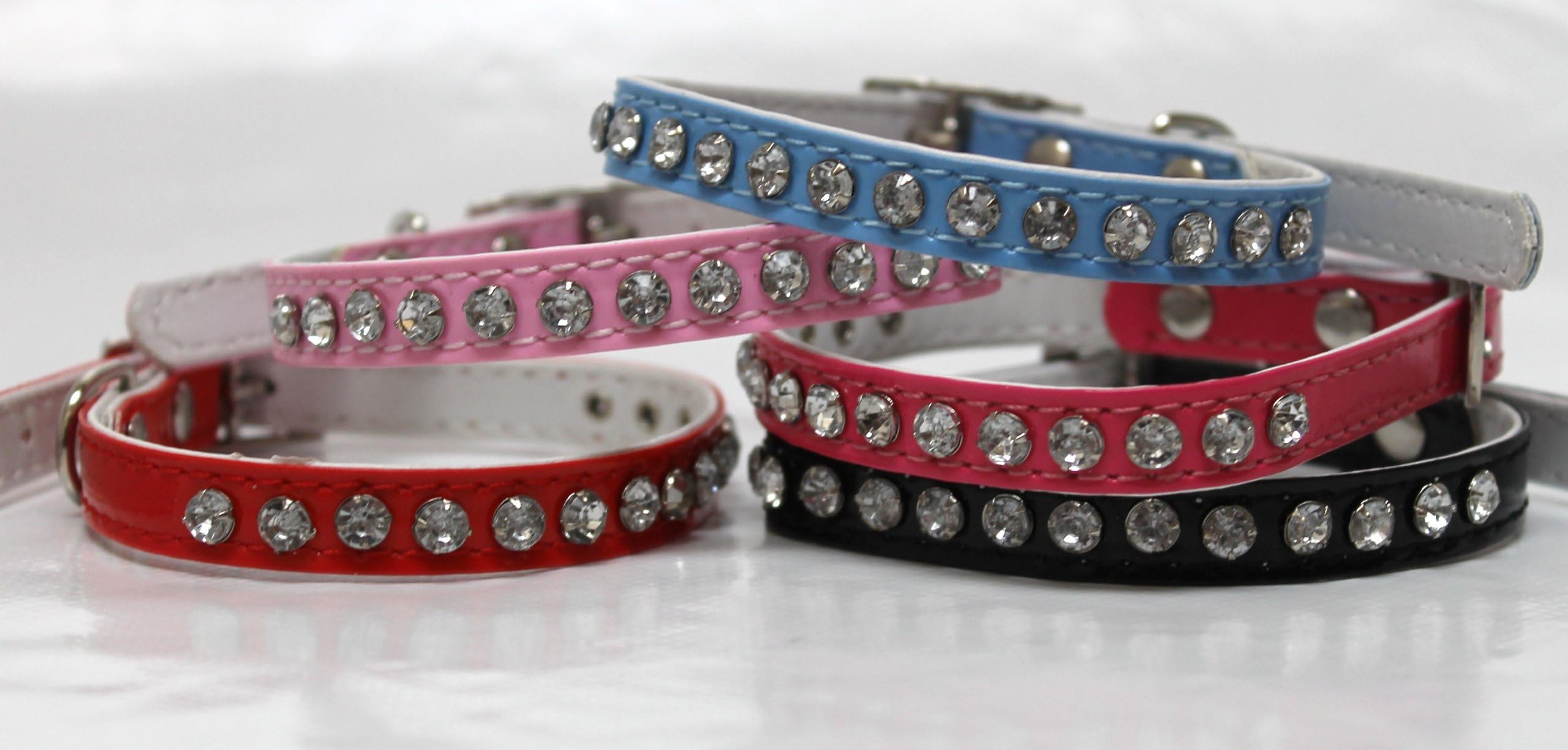 RS PET BOUTIQUE DOG PUPPY COLLAR DIAMANTE CRYSTAL RHINESTONE SMALL CHIHUAHUA YORKIE BLING (RED)