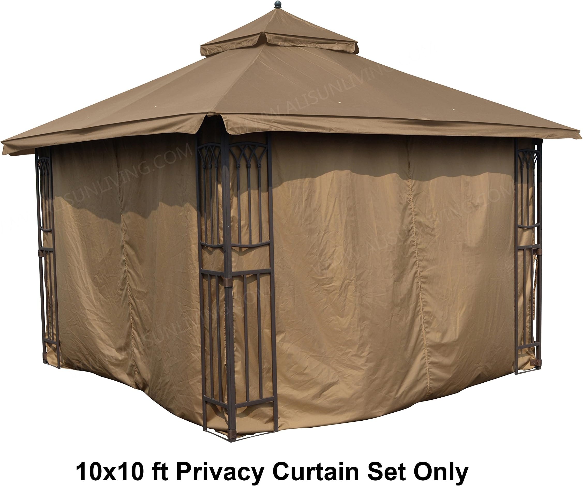 ALISUN Universal 10' x 10' Gazebo Curtain Set for 4 Sides - Brown