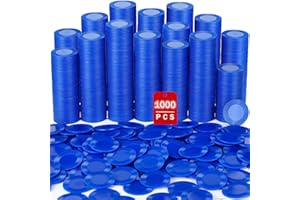 Leitee 1000 Pcs Plastic Poker Chips 38 mm Interlocking Game Lightweight Poker Chip Set Tokens Bingo Blank Casino Counting Bulk for Adults Counting Reward Card(Blue)