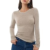 C202 Women's Merino Wool Blend Shirts Long Sleeve Tops Crew Neck Fitted Basic Tee Cozy Embrace Collection