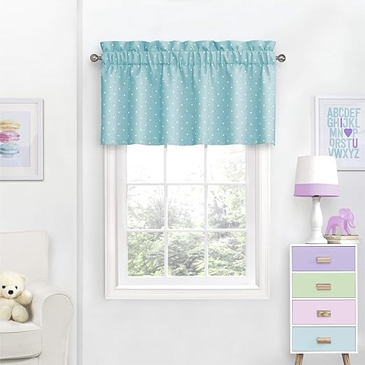 Amazon Com Blue Aqua Polka Dot Window Valance Geometric Dots