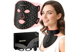 Red Light Therapy for Face & Neck, Red Light Mask with 850nm NIR, 7-1 Colors LED Light Therapy mask, Rechargeable LED Face & 