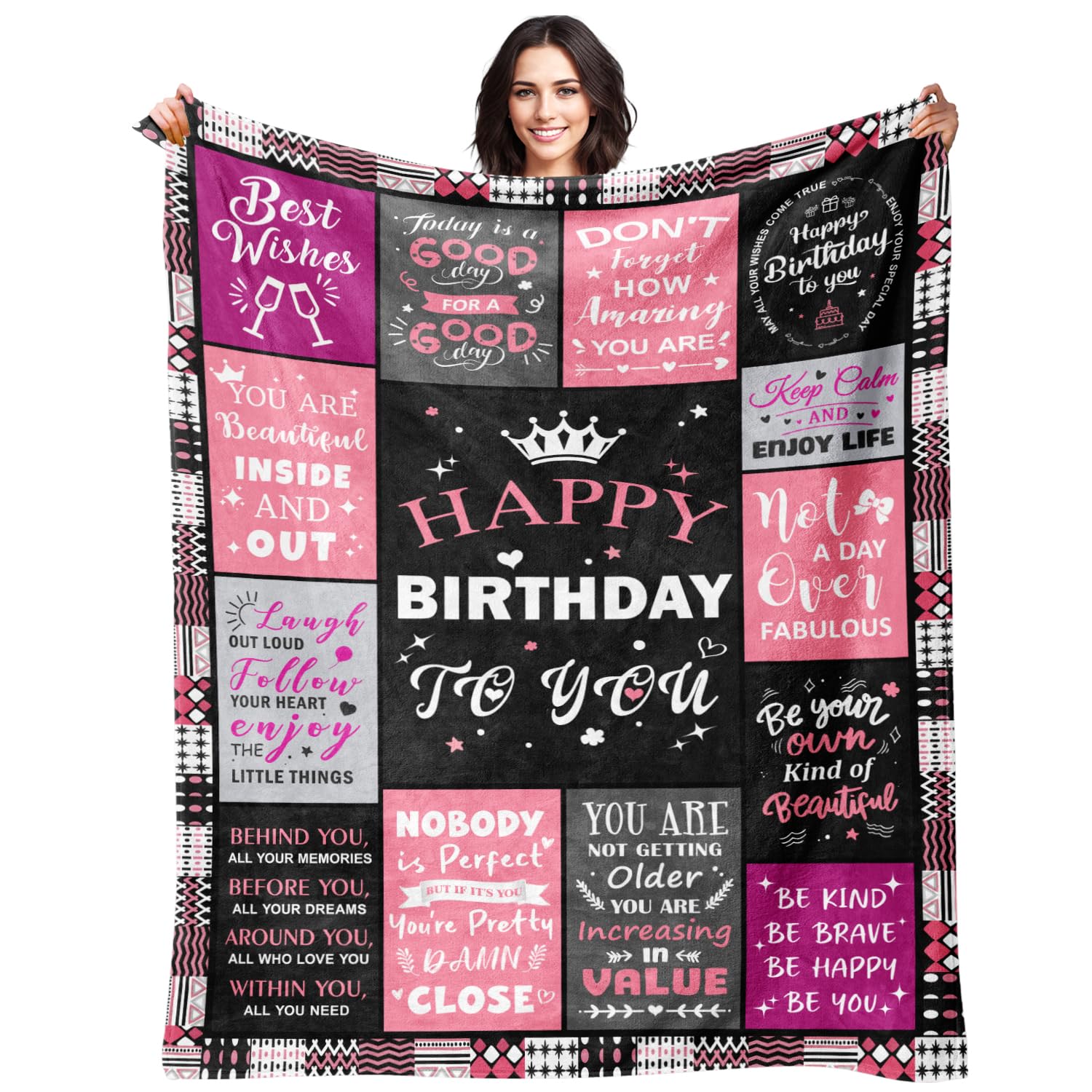Birthday Gifts for Women - Happy Birthday Decorations Blanket - Gifts for Women Birthday Unique - Womens Birthday Gift Ideas for Her Wife Daughter Mom Sister Friendship - Soft Throw Blanket 50"x60"