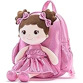 Lazada Toddler Backpack - Baby Girl Gifts Curly Fingerprints Plush Doll Dress Backpack - Fashion Girls Curly Rolled Fingerprints Series - Peach 11 Inches