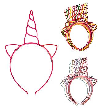 Amazon Com Bevan Pack Of 24 Plastic Unicorn Hairbands Rainbow